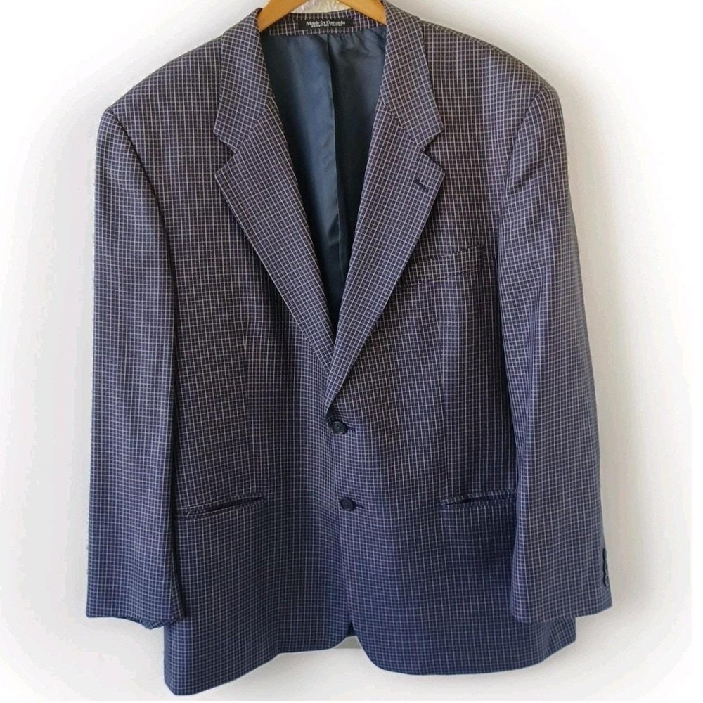 Brandini Le Collezioni Men's Wool‎ Silk Blend Plaid Blazer 46R